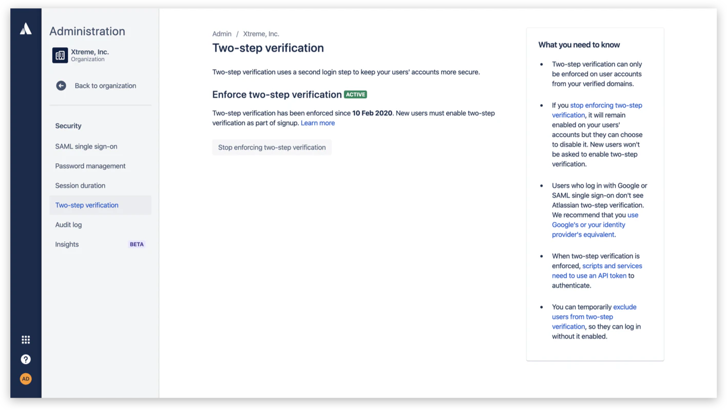 screenshot of Atlassian Access